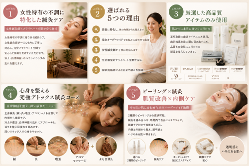 健美鍼灸サロンHARRICAREのこだわりポイント