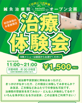 harisuru  神戸訪問鍼灸付属治療院 お試し鍼灸体験コースのメニュー画像