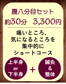 二和まんぷく整骨院鍼灸院 腹八分目セットのメニュー画像