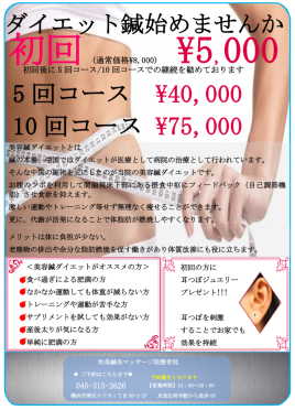 和美鍼灸マッサージ院整骨院 ダイエット鍼のメニュー画像