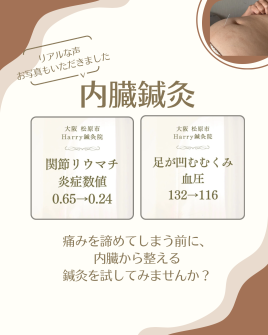 Harry鍼灸院 ｲﾁｵｼ【内臓鍼灸】慢性的な痛み、不調にのメニュー画像
