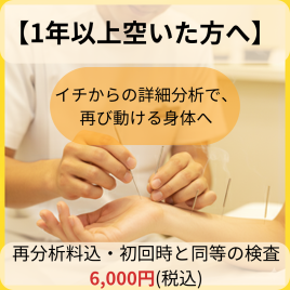 札幌クラーク治療院 【1年以上空いた方】鍼灸コース（再分析料のメニュー画像