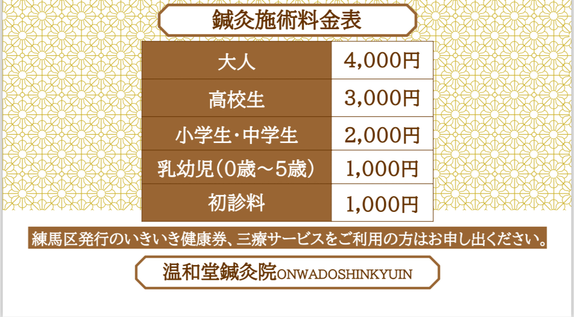 温和堂鍼灸院 鍼灸コースのメニュー画像