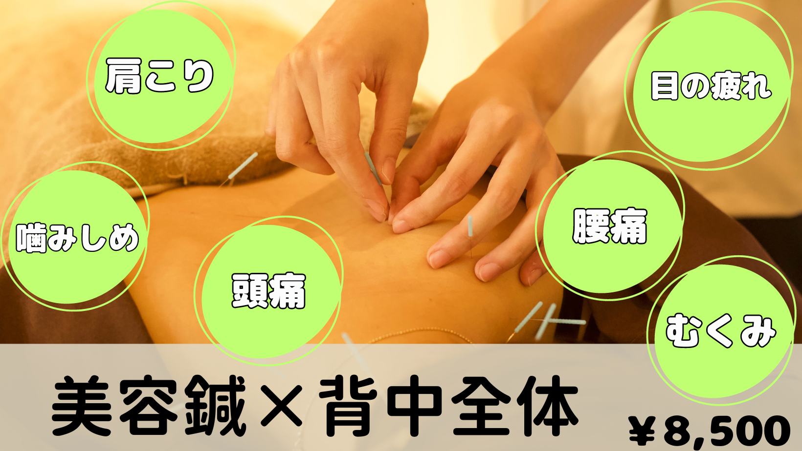 鍼灸サロンHariBear 【ご新規様】美容鍼×背中全体(首肩〜腰)コースのメニュー画像