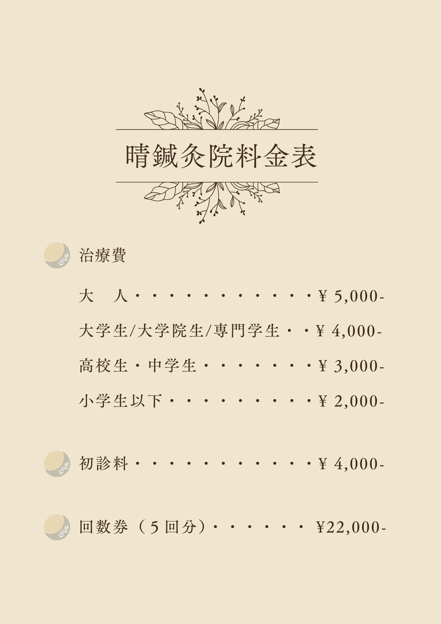 晴鍼灸院 初診(中高生)のメニュー画像