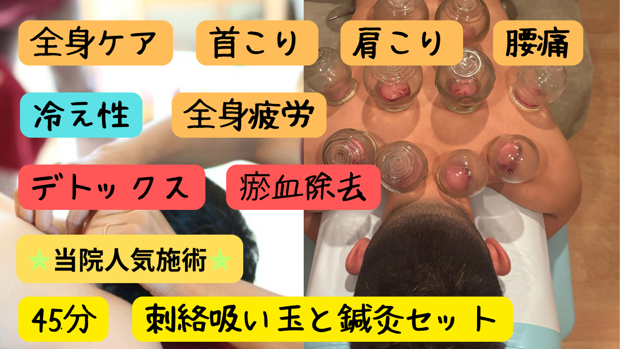 鍼灸治療院 寛ぎ 鍼灸基本治療(鍼灸+刺絡吸い玉)のメニュー画像