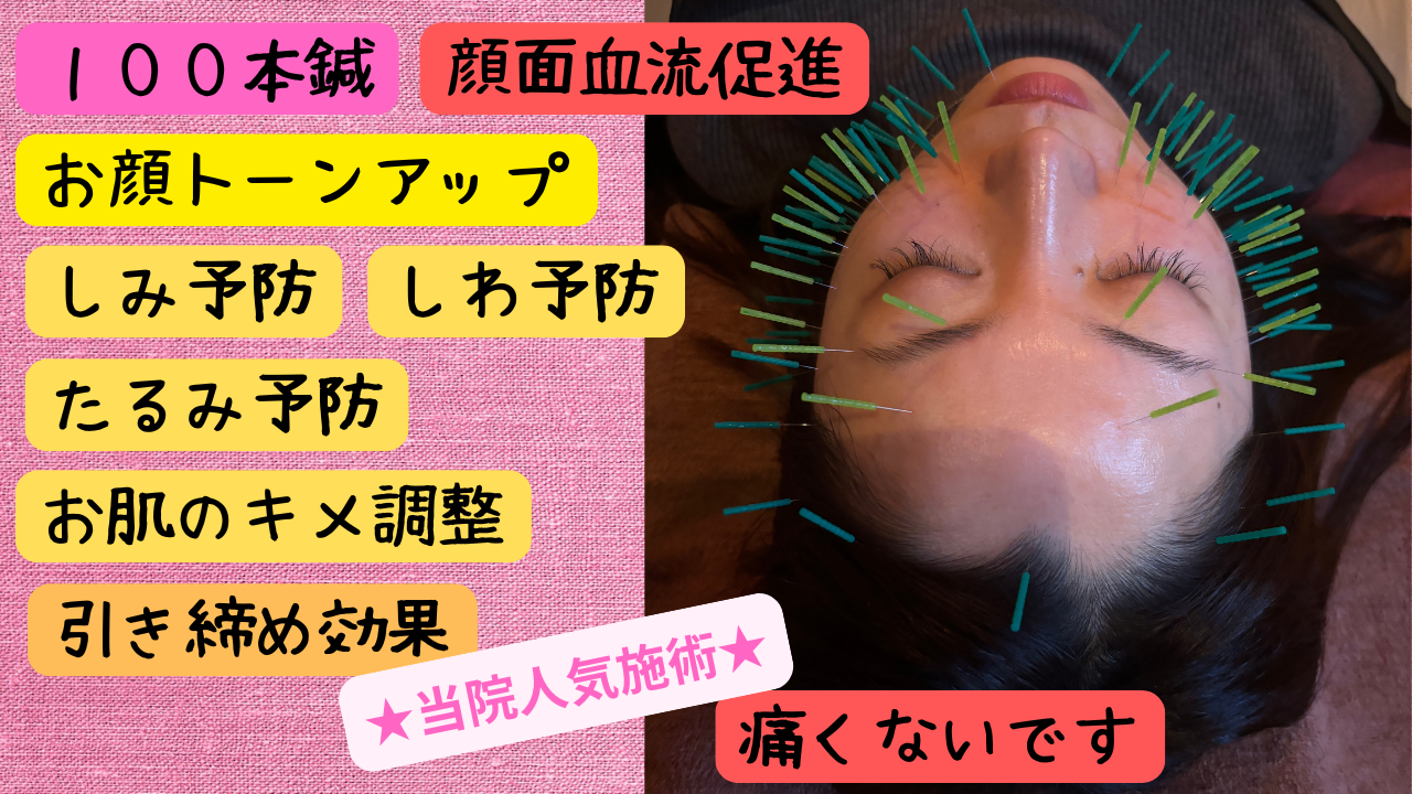 鍼灸治療院 寛ぎ 高級鍼使用美容鍼100本のメニュー画像