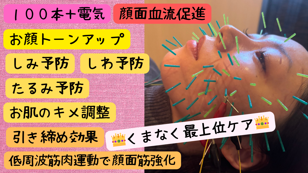 鍼灸治療院 寛ぎ 電気鍼+高級鍼使用美容鍼100本のメニュー画像