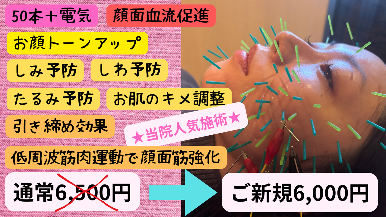 鍼灸治療院 寛ぎ 【ご新規様限定】電気鍼+高級鍼使用美容鍼50本のメニュー画像
