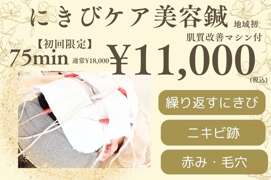 【美容鍼専門サロン】瑞‐鍼灸院 【初回限定】にきび・ニキビ跡・赤みの改善　肌質改善マシン付美容鍼コースのメニュー画像