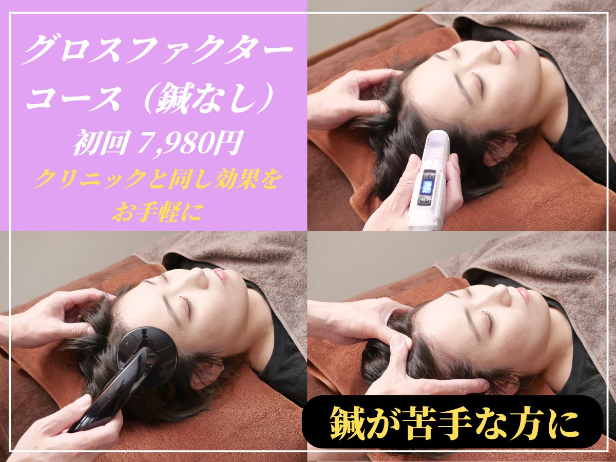 薄毛・抜け毛専門の鍼灸治療院レメディ 【初回】グロスファクターコース（鍼なし）のメニュー画像